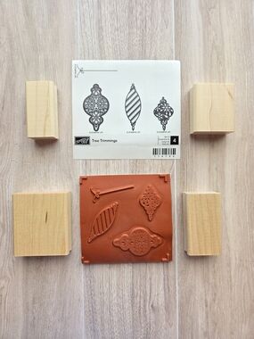 Stampin' Up! "Tree Trimmings" Rubber Stamp Set - 4 Stamp Set Holiday Christmas